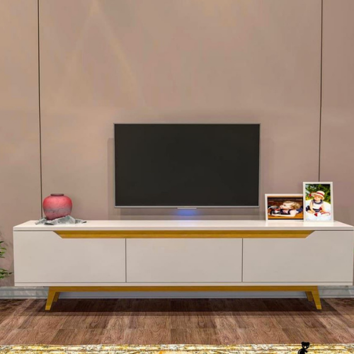 ترابيزة تليفزيون - ابيض×خشبى TV-038